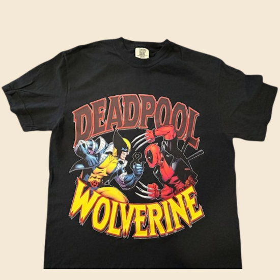 Deadpool and Wolverine tee. Oversized graphic print, Comfort fit t-shirt.